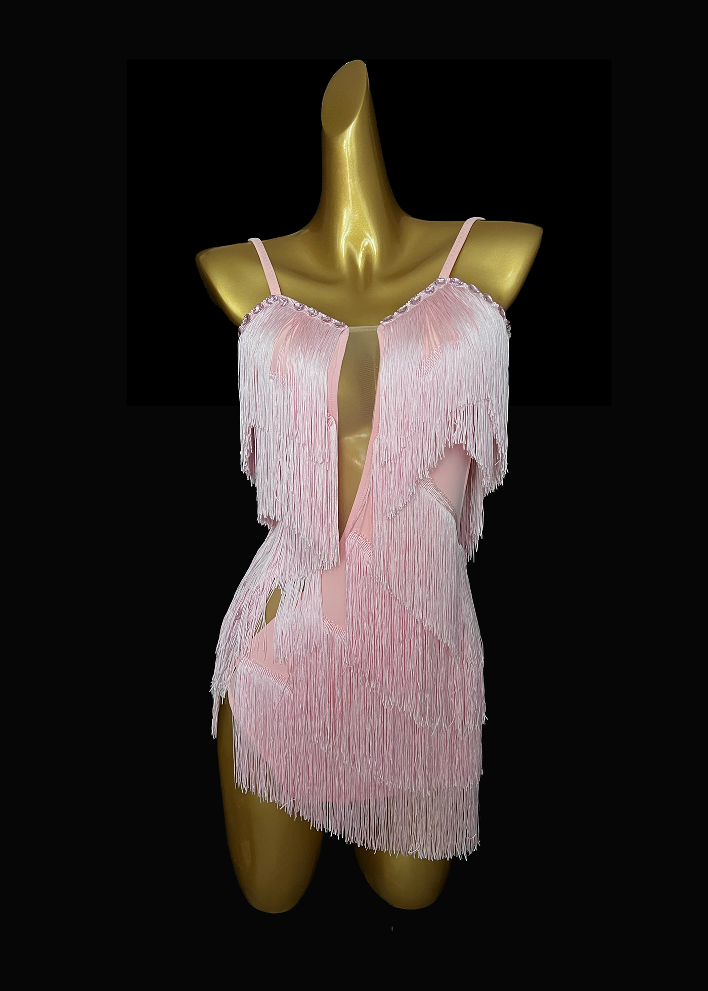 women's light pink latin dress Light pink tassle Latin dress – Dance Life NYC