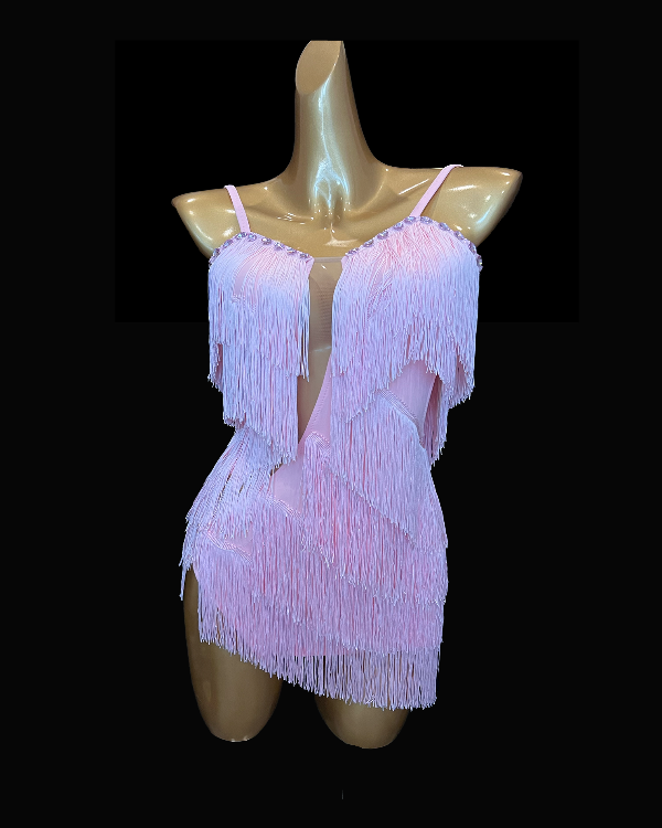 Light pink tassle Latin dress