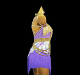 Lilac tassel Latin dance dress