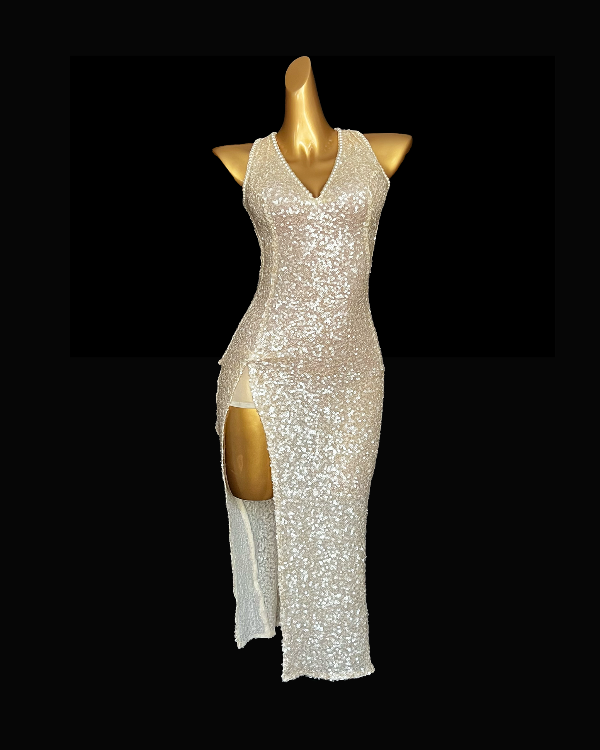Pearl white Tango dance dress Dance Life NYC Pearl white Tango dance dress Dance Life NYC