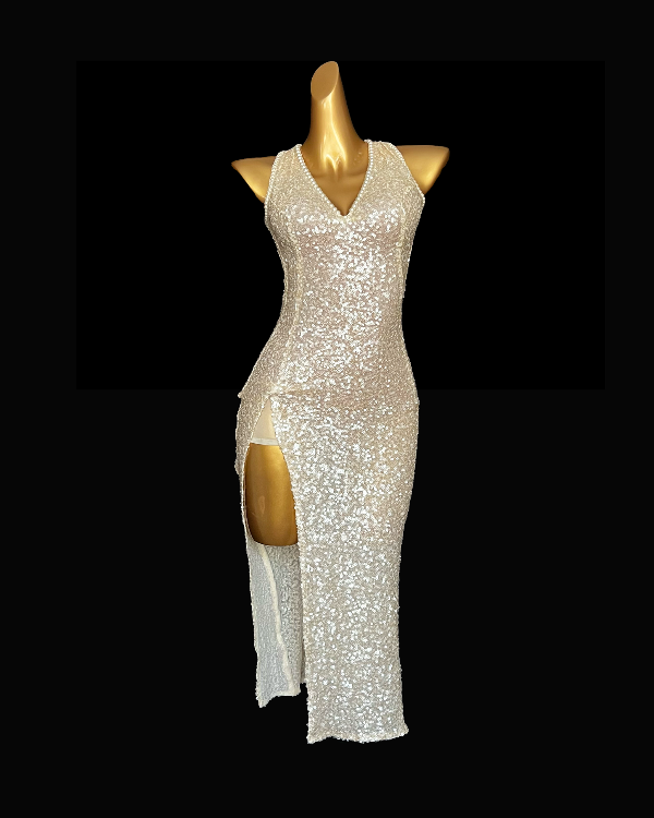 Pearl white Tango dance dress