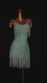 Blue lagoon Latin dance dress