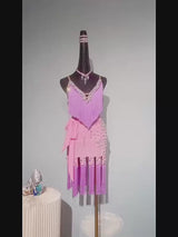 Sugar pink tassel Latin dance dress