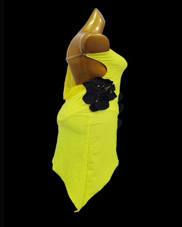 Sassy yellow Latin dance dress