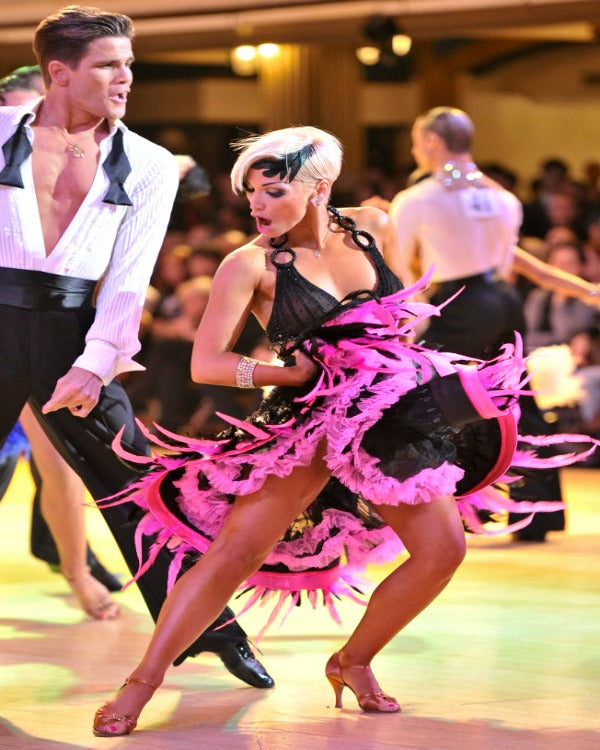 Pink Feather Latin Dress