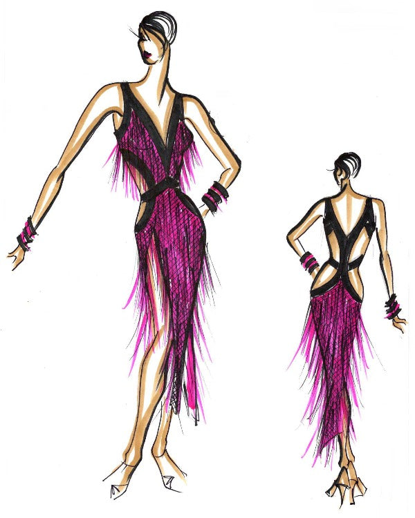 Sleeveless tassel latin dance dress