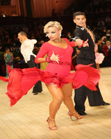 Deep V Latin dance performing and competing dress