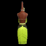 Fluorescent green open back tassel dance costume