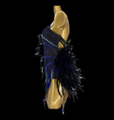 Fully stone Latin dance dress with feather finished