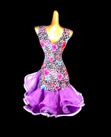 Hot magenta floral latin dance dress