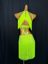 Fluorescent hollow out tassels Latin dance costume/Pre-order product