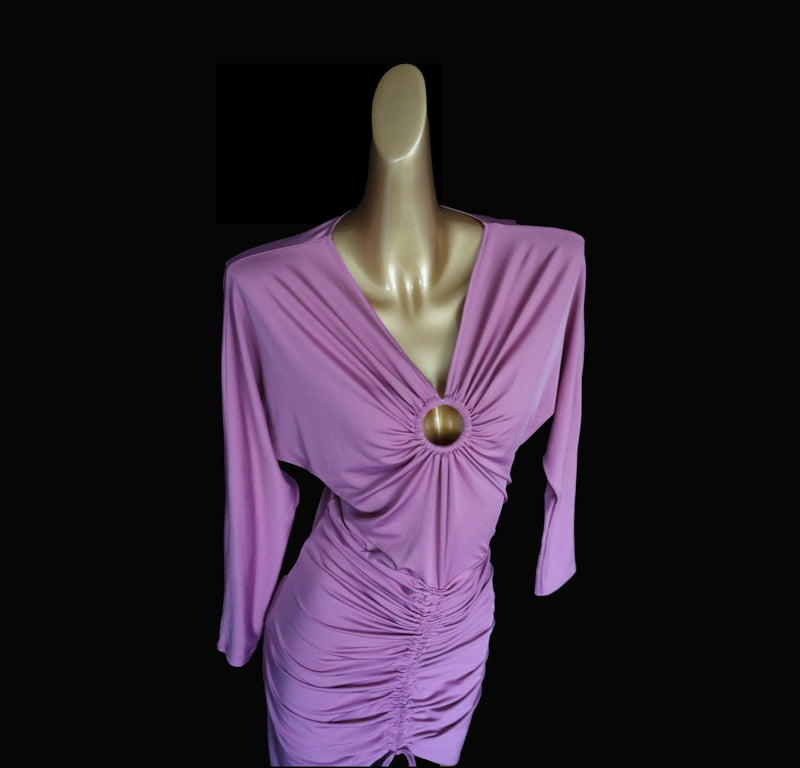 Long sleeves lilac dance dress