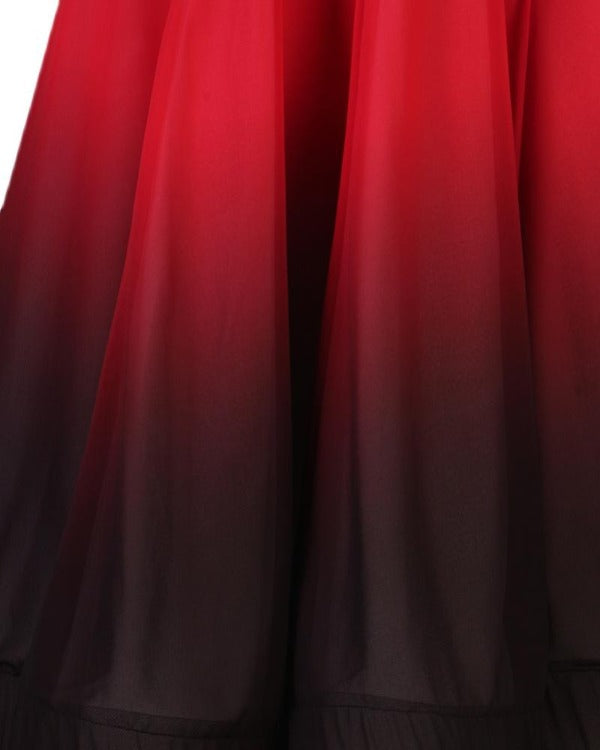 Lace back and sleeves gradient red to black ballroom dance costume – Dance  Life NYC