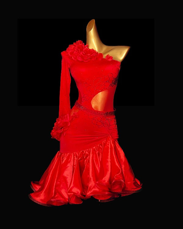 Asymmetrical hollow out Latin dance costume