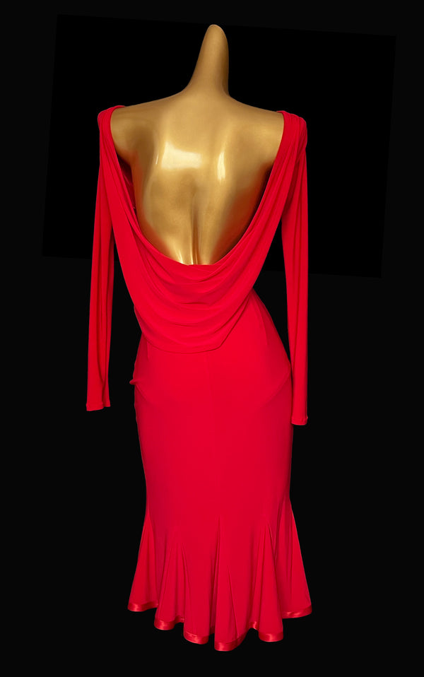 Open back drape dress with front slip