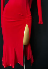 Open back drape dress with front slip