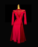 Long sleeve red velvet smooth/standar dress