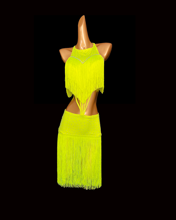 Fluorescent hollow out tassels Latin dance costume/Pre-order product