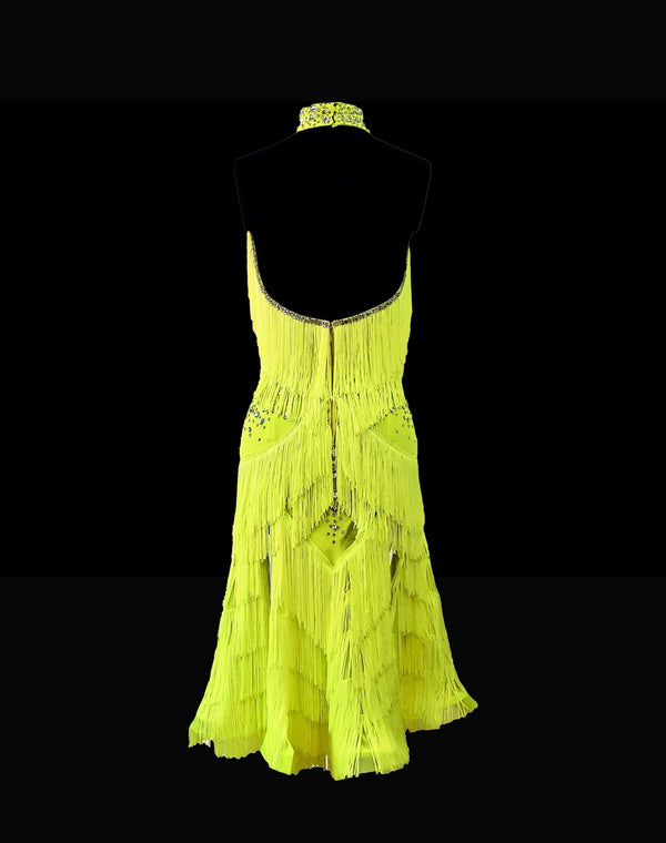 Yellow tassel Latin dance dress