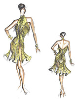 Yellow tassel Latin dance dress
